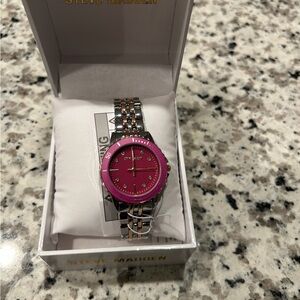 Steve Madden Pink and Silver Women's Watch